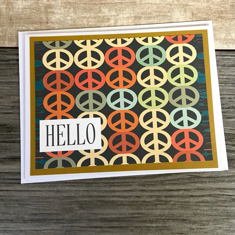 Peace Sign Birthday /Hello Greeting Cards Set of 4